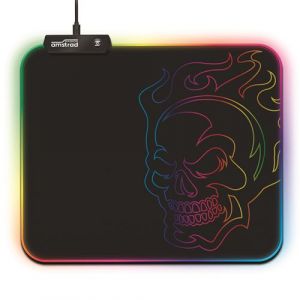 Amstrad AMS-RGB-MOUSEPAD Tapis de souris gamer RGB avec design tête de mort - 12 mode lumineux - 25 x 30 cm