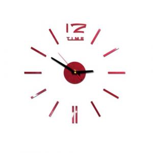 Nombres 3D Diy Romain Mur Acrylique Miroir Autocollant Horloge D&eacute;coration Int&eacute;rieure Stickers Mural Rouge PL631