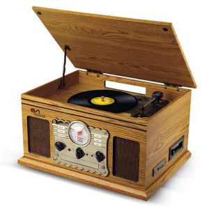Cha&icirc;ne Hifi Tourne-Disque Evidence Acoustics EA-PL300-WOOD Vinyle 33/45/78, 60W, FM, CD, Cassette, BT USB SD REC, r&eacute;tro Vintage