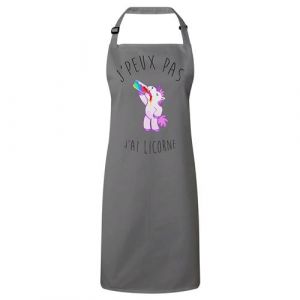 Fabulous Tablier Cuisine Premium Gris J'Peux Pas J'Ai Licorne