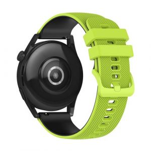 Bracelet pour Huawei Watch GT3 46mm Silicone BiColore Textur&eacute; Vert Citron / Noir
