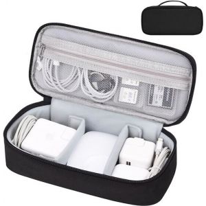 10PCS Mini Sac de Voyage Étui de rangement noir pour Chargeur Apple, accessoires câbles ,cordons, disque dur externe, banque d'alimentation portable