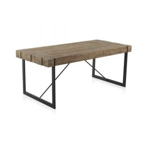 Table &agrave; manger en bois de sapin naturel-Longueur 200 x Hauteur 80 x Largeur 90 cm -JUANIO-