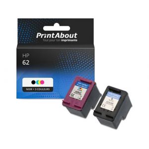 Cartouche compatible HP 62 (N9J71AE) - Noir + 3 couleurs - Multipack