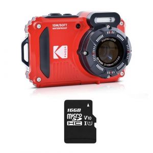KODAK Pixpro Pack WPZ2 + 1 carte SD Kodak - Compact 16M Pixels, etanche &agrave; 15m,  Anti-Choc, Video 720p, Ecran LCD 2,7 - Batterie Li-ion - Rouge