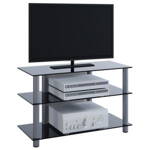 VCM Meuble TV Sindas Verre noir