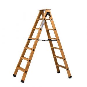 Escabeau double acc&egrave;s bois 2x6 marches + tablette CENTAURE - 483606