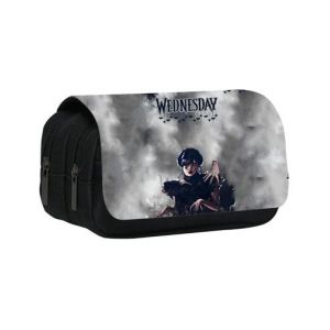 Trousse &agrave; Crayons Double Zipper Mercredi Addams Dami style D pour Enfant Gar&ccedil;on Fille