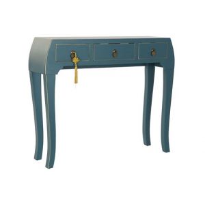 Console Table console en bois de sapin et MDF coloris bleu petrole - Longueur 96 x Profondeur 26 x Hauteur 80 cm - PEGANE -