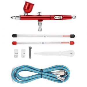 Pistolet Pulvérisateur Ar130K 0,3 Mm Buse Pneumatique Bricolage Art Aérographe (Rouge)