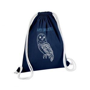 Fabulous Sac de Gym en Coton Bleu Super Chouette 12 Litres
