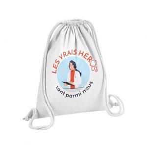 Fabulous Sac de Gym en Coton Blanc Les Vrais H&eacute;ros - Docteure M&eacute;decin 12 Litres