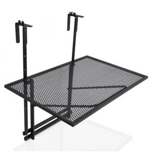 table giantex de balcon suspendue, table de jardin rabattable hauteur réglable sur 5 niveaux anti-rouille noir
