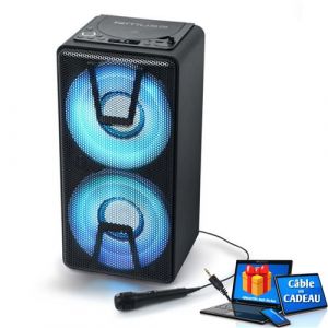 Enceinte autonome &agrave; LED Party box portable avec lecteur CD avec Micro - BT CD AUX USB - 150W avec C&acirc;ble PC ORDI Smartphone Soir&eacute;e F&ecirc;te