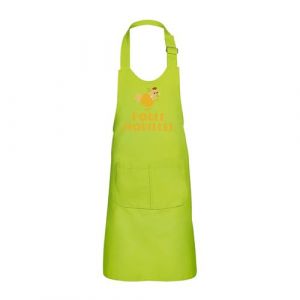 Fabulous Tablier Cuisine Enfant 2 Poches Vert Poule Mouill&eacute;e - Haut de gamme