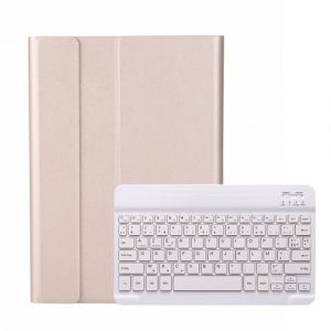 Étui HSMY avec Clavier Français AZERTY Bluetooth pour Samsung Galaxy Tab A 10.1 T580 T585 - Or&Blanc