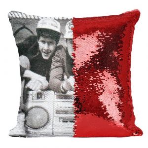 Fabulous Housse de Coussin &agrave; Sequin - Paillettes Rouge Beastie Boys Photo Vintage Ghetto Blaster [40 x 40 cm]
