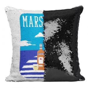 Fabulous Coussin avec Housse Sequin - Paillettes Noir Marseille Pastis Port [40 x 40 cm]