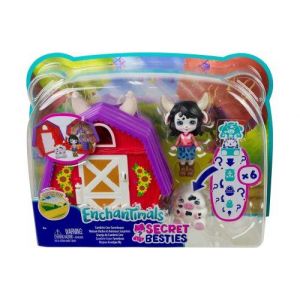 Coffret enchantimals la maison de la vache + poup&eacute;e cambrie vache - coffret mini poupee + animaux + accessoires - set figurines