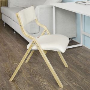 SoBuy&reg; FST40-W Chaise pliante en bois avec assise rembourr&eacute;e, Chaise pliable pour Cuisine, Bureau, etc.