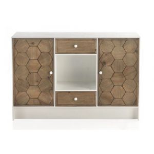 Buffet,bahut en bois de sapin naturel - Longueur 120 x Hauteur 81 x Largeur 35 cm