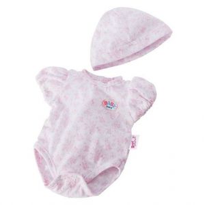 Set body a fleurs roses + bonnet pour poupon 43 cm baby born (ref.za03)