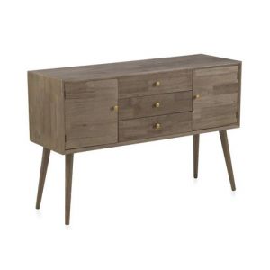 Commode en panneaux MDF plaqué en sapin avec profil biseauté coloris marron - Longueur 120 x Hauteur 80 x Largeur 40 cm