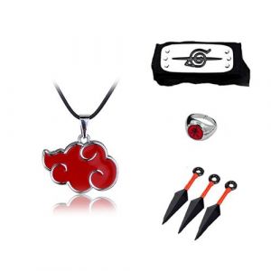 Set de 4 pi&egrave;ces Collier Bague Bandeau kunai Cosplay Personnages d'anime Uchiha Itachi
