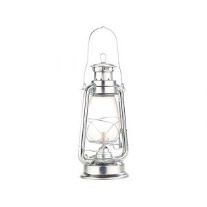 Lampe-tempête rétro à pétrole 30 cm "Amalia" - aspect Zinc