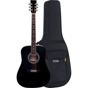 Classic Cantabile WS-10BK-LH Guitare Western Noire Mod&egrave;le Gaucher Set Avec Housse