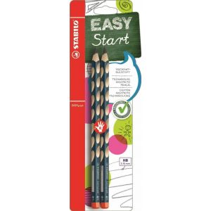 Stabilo blister de 2 crayons graphites easygraph droitier - tete trempée - hb