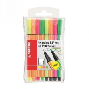 Stabilo pochette de 8 stylos feutre : 4 feutres pointe fine point 88 + 4 feutres pointe moyenne pen 68