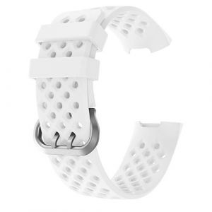 Bracelet en silicone trous carr&eacute;s de petite taille blanc pour votre Fitbit Charge 4/3