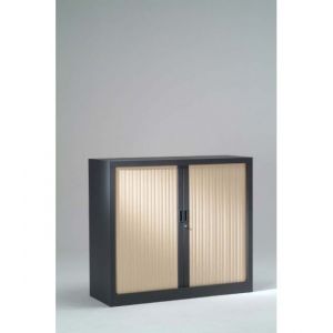 Armoire Monobloc H 70xL 80xP43 cm 1 Tablette Anthracite Rideaux Erable