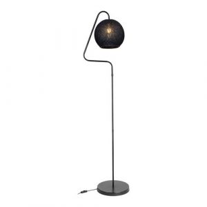 Lampadaire Littlehampton en m&eacute;tal et corde de jute hauteur 160 cm E27 noir [lux.pro]
