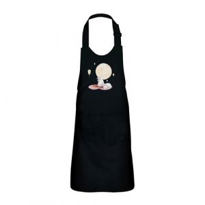 Fabulous Tablier Cuisine Enfant 2 Poches Noir Lapin et Lune - Haut de gamme