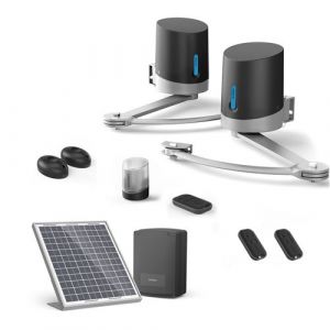 Motorisation pour portail &agrave; battants Avidsen ORANE SE + kit solaire + 2 t&eacute;l&eacute;commandes suppl&eacute;mentaires (3 en tout)