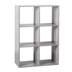 Etagere avec 6 cases en panneaux de particules coloris gris - Longueur 67 x Profondeur 32 x Hauteur 100 cm -PEGANE-