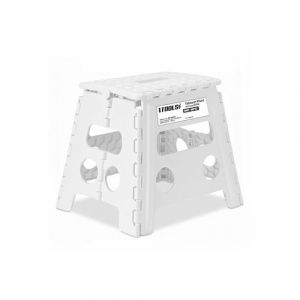 Tabouret Pliant Blanc 32cm, Marchepied Pied Pliable BM TOOLS BMT-MP32-BLANC 150kg Capacit&eacute;, L&eacute;ger et Compact pour Adulte/Enfant