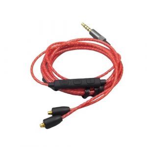 C&acirc;ble MMCX avec microphone et contr&ocirc;le du volume pour Shure SE215 / SE535 / SE846 / UE900 &ndash; Rouge (1,2 m)