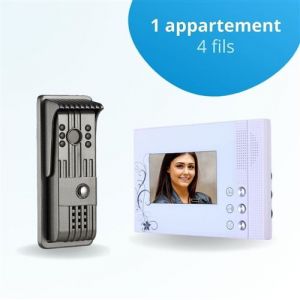 BT SECURITY Portier interphone vidéo pili 4 fils - 1 écran blanc
