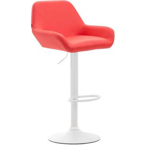 CLP Tabouret de bar Braga similicuir avec pied en m&eacute;tal , Rouge/Blanc
