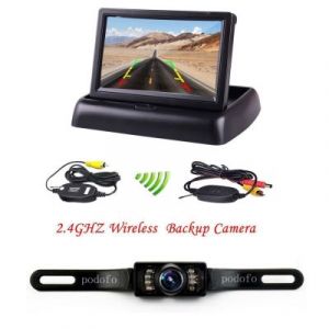 podofo 4.3 TFT LCD Moniteur Rétroviseur Pliable Caméra de Recul sans Fil Vision Nocturne Imperméable à l'eau Système de Recul Visuel