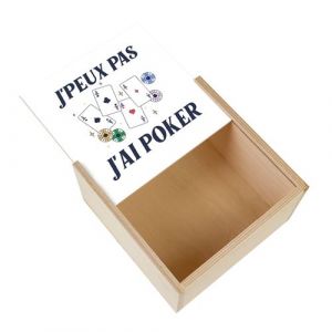 Boite Coffret en Bois - Fabulous - J'peux pas j'ai Poker (11 x 11 x 3,5 cm)