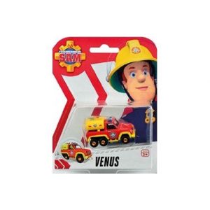 Coffret sam le pompier v&eacute;hicule en m&eacute;tal venus camion rouge 6 cm - set voiture miniature + 1 carte tigre