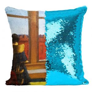 Fabulous Housse de Coussin &agrave; Sequin - Paillettes Turquoise Room In Brooklyn Edward Hopper [40 x 40 cm]