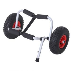 Chariot sit on top kayak chariot de transport pliable pour bateaux cano&euml; ou kayak charge max. 70 Kg alu. mousse antid&eacute;rapante