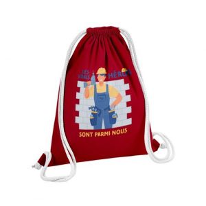 Fabulous Sac de Gym en Coton Rouge Les Vrais Héros - Maçon Bricoleur 12 Litres