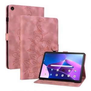 &Eacute;tui Tablette Lenovo Tab M10 10.1 Gen3 Cuir PU Rose Porte-Cartes Support Stylet-Rose