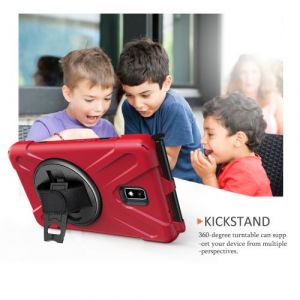 WISETONY® Etui de protection pivotant à 360 ° avec dragonne pour Samsung Galaxy Tab Activ2 T390/T395/T397 8.0 - Rouge